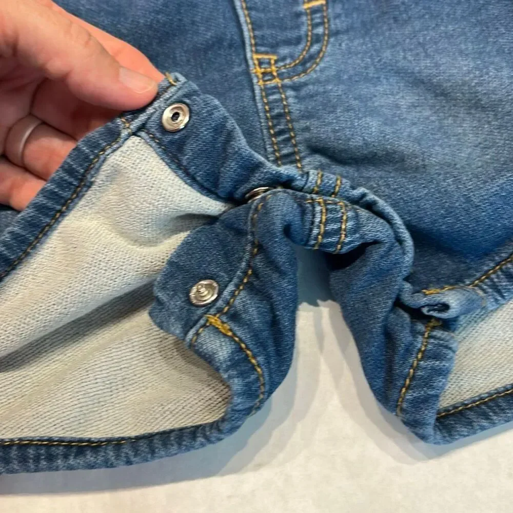 Osh Kosh Baby B'Gosh Denim Overalls Sz 12 Months Adjsutable Straps Short Alls Sn